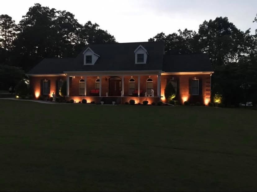 Professional landscape lighting on a residential home