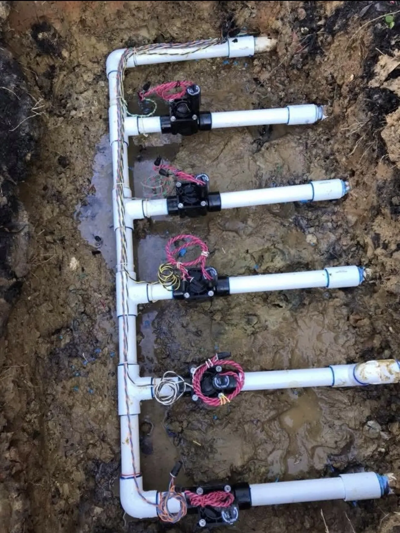 Completed irrigation valve manifold after service work